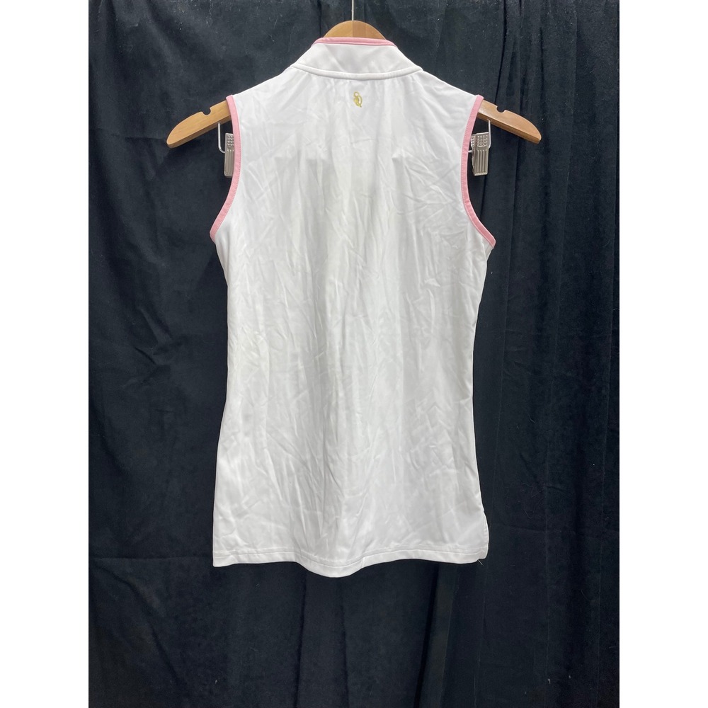 Smith & Quinn Womens White Pink Trim Quarter Zip Sleeveless Golf Polo Top XS - Picture 2 of 4